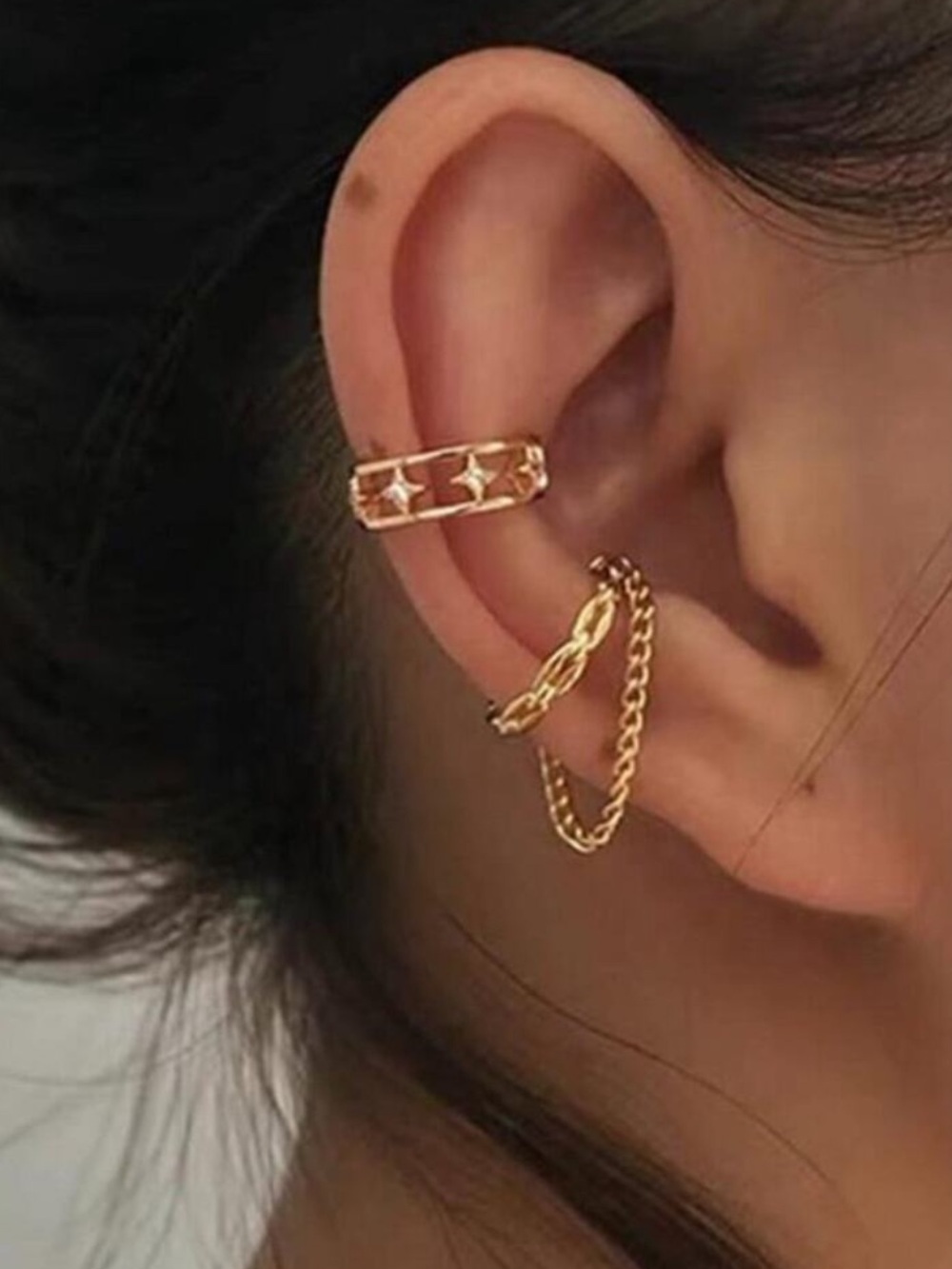 Gold Ear Cuff Earrings Dyana Non Piercing 14K Gold Plated/Silver Cuff Clip